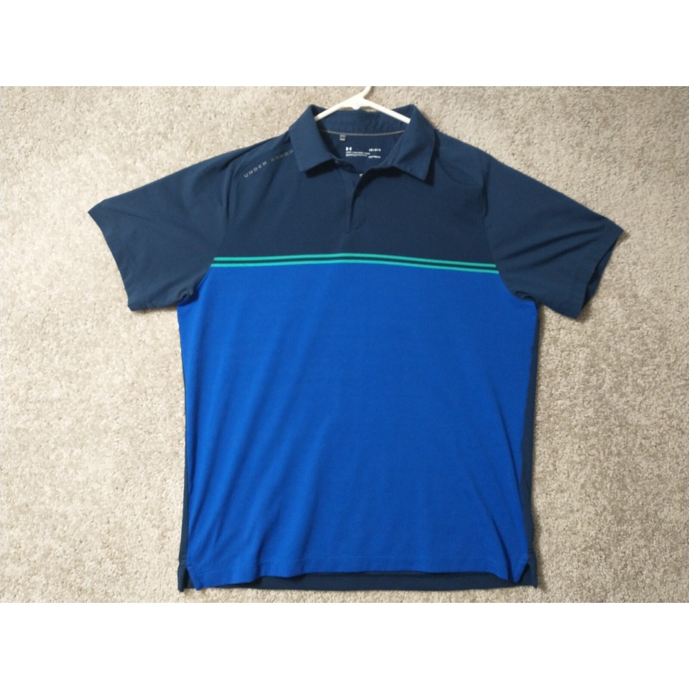 Under Armour Polo Shirt Mens Large Blue Golf Golfer Casual Adult